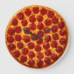 Pepperoni Pizza Time Große Wanduhr