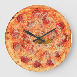 Pepperoni Pizza Time Große Wanduhr
