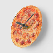 Pepperoni Pizza Time Runde Wanduhr (Winkel)