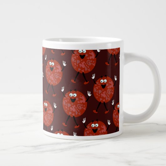 Pepperoni Tony Cartoon Pizza Fun Pattern Jumbo-Tasse (Rechts)