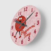 Pepperoni Tony Niedlich Cartoon Pizza Character Runde Wanduhr (Winkel)