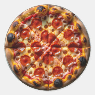 Pepperoni- und Käsepizza Runder Aufkleber
