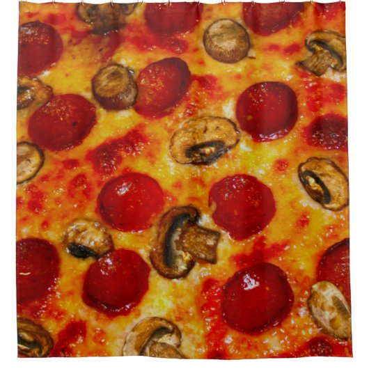 Pepperoni und Mushroom Pizza Duschvorhang (Vorderseite)