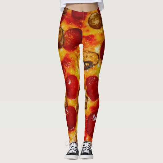 Pepperoni und Mushroom Pizza Leggings (Vorderseite)