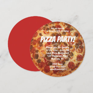 Pepperoni-Wurst-Foto-Geburtstag-Pizza-Party Einladung