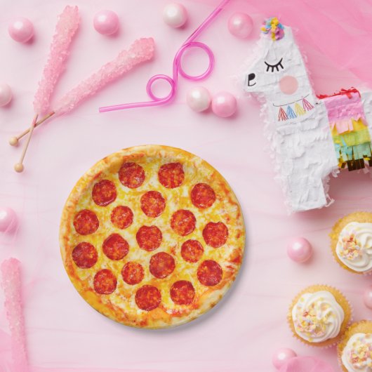 Pepperonipizza-Papierplatte für dieses Pizza-Party Pappteller (Party)