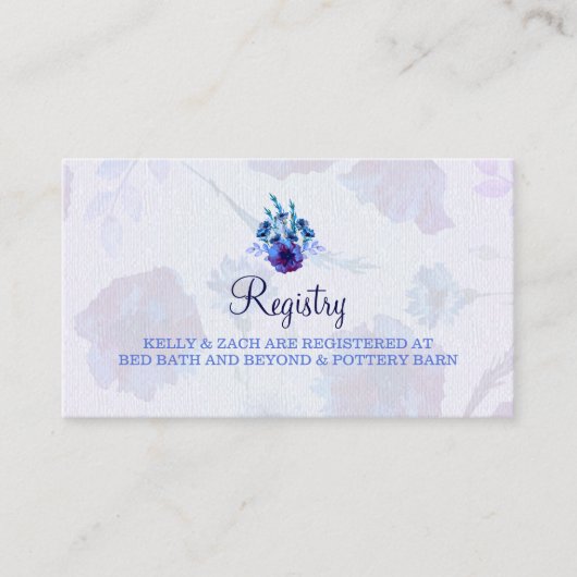 Peppy Blue Poppies Wedding Registry Card Begleitkarte (Vorderseite)