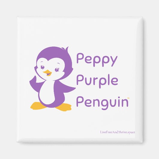 Peppy Lila Pinguin 2-Zoll-Square-Magnet Magnet (Vorne)