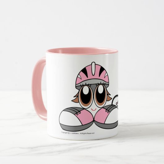 Peqe Radfahrer-Mädchen Tasse (Vorderseite Links)