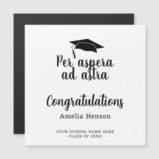 Per aspera ad astra Latin Congrat Abschluss Card Magnetkarte (Vorne/Hinten)