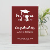 Per aspera ad astra Latin Congrat Graduation Cap Karte (Stehend Vorderseite)