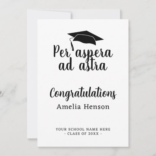 Per aspera ad astra Latin Congrat Graduation Cap Karte (Vorderseite)