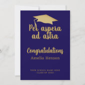 Per aspera ad astra Latin Congrat Graduation Cap Karte (Vorderseite)
