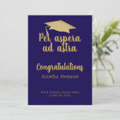 Per aspera ad astra Latin Congrat Graduation Cap Karte (Stehend Vorderseite)