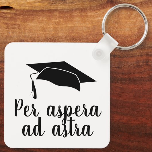 Per aspera ad astra Latin Zitat Black Abschluss Schlüsselanhänger (Rückseite)