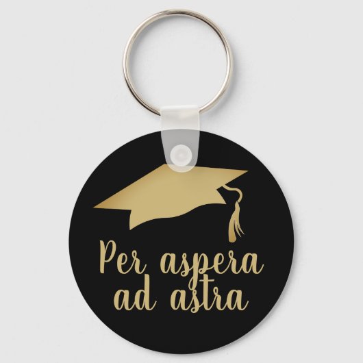 Per aspera ad astra Latin Zitat Goldener Abschluss Schlüsselanhänger (Vorderseite)