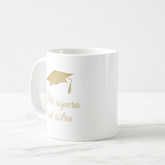 Per aspera ad astra Latin Zitat Goldenes Skript Kaffeetasse (Vorderseite Links)