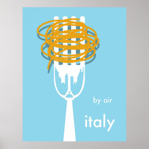 per Flugzeug Italien Vintage Reiseposter. Poster