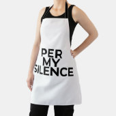 Per My Silence Minimalist Typographic Embroidered  Schürze (InSitu)
