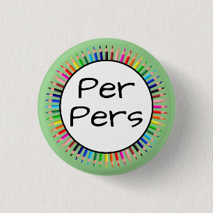 Per Pers Pronouns im Kreis der farbigen Stifte Button