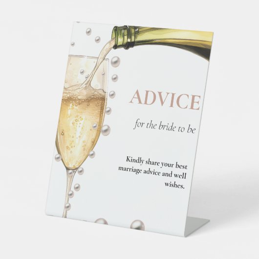 Perals & Prosecco Brautparty Perlmutt Unterschrift Sockelschild (Vorderseite)