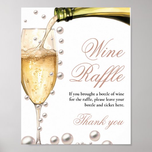 Perals und Prosecco Brautparty Blume Bar Sign Poster (Vorne)