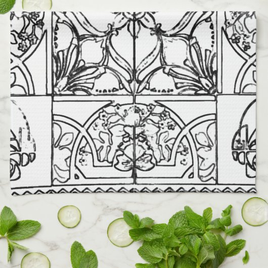 Peranakan Fliesen-Tuch Geschirrtuch (Gefaltet)