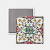 Peranakan Floral Tiles Magnet (Vorderseite/Rückseite)