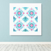 Peranakan Geometric Tile Aquamarin Leinwanddruck (Insitu (Holzboden))