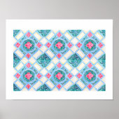 Peranakan Geometric Tile Aquamarin Poster (Vorne)
