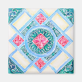 Peranakan-Geometrische Fliese Türkis Magnet