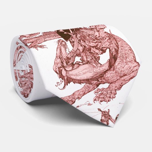 PERCEVAL KAMPF DRAGON,QUEST HOLY GRAIL Fantasy Krawatte (Gerollt)