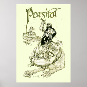 PERCEVAL KAMPF DRAGON,QUEST HOLY GRAIL Fantasy Poster
