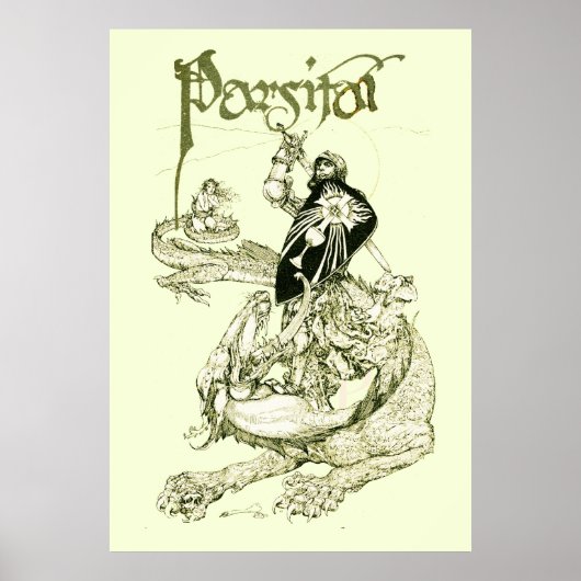 PERCEVAL KAMPF DRAGON,QUEST HOLY GRAIL Fantasy Poster (Vorne)
