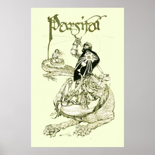 PERCEVAL KAMPF DRAGON,QUEST HOLY GRAIL Fantasy Poster (Vorne)