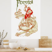 PERCEVAL KAMPF DRAGON,QUEST HOLY GRAIL Fantasy Poster (Küche)