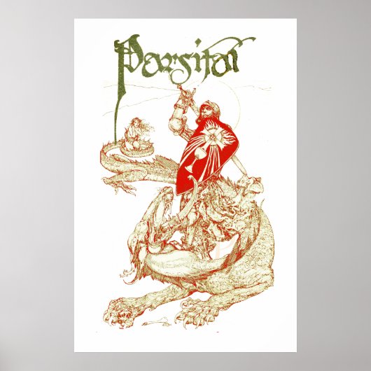 PERCEVAL KAMPF DRAGON,QUEST HOLY GRAIL Fantasy Poster (Vorne)