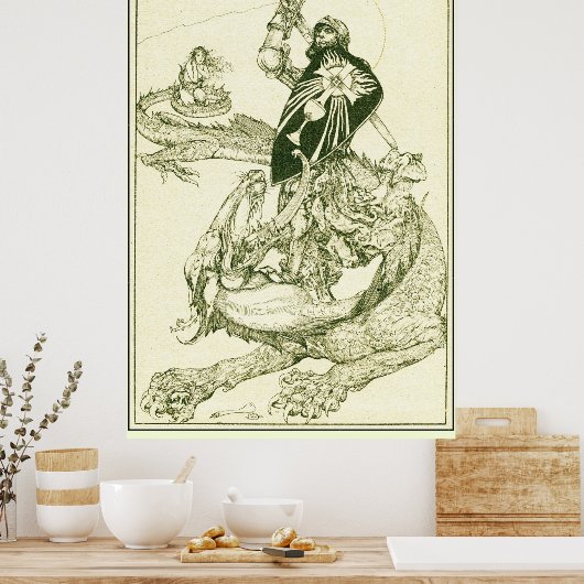 PERCEVAL KAMPF DRAGON,QUEST HOLY GRAIL Fantasy Poster (Küche)