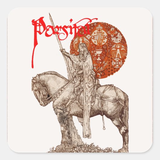 PERCEVAL LEGEND / QUEST OF THE HOLY GRAIL Red Whit Quadratischer Aufkleber (Vorderseite)