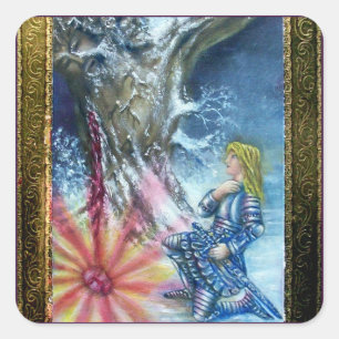 PERCEVAL UND VISION DES HEILIGEN GREIFENS QUADRATISCHER AUFKLEBER