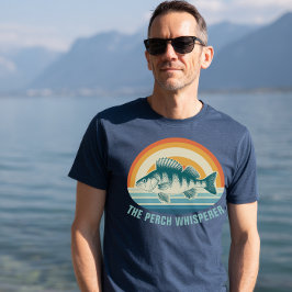 Perch Fishing Custom Text Retro Sunrise Sunset T-Shirt