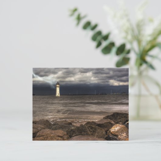 Perch Rock Lighthouse, Fluss Mersey Liverpool Postkarte (Stehend Vorderseite)