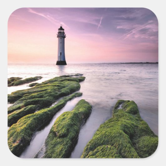Perch Rock Lighthouse Quadratischer Aufkleber (Vorderseite)
