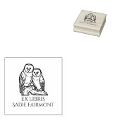 Perched Barn Owls Ex Libris Book Gummistempel (Stempel)