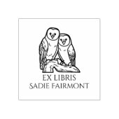 Perched Barn Owls Ex Libris Book Gummistempel (Prägung)