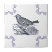 Perched Bird Blue Accent Tile Fliese (Vorderseite)