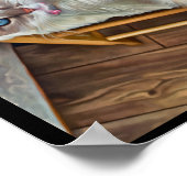 Perched Kitten Sticker Poster (Ecke)
