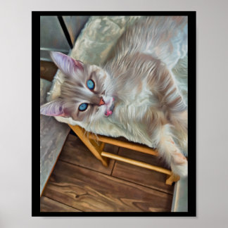 Perched Kitten Sticker Poster