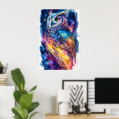 Perched Owl Illustration Art Poster (Heimbüro)