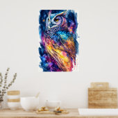 Perched Owl Illustration Art Poster (Küche)